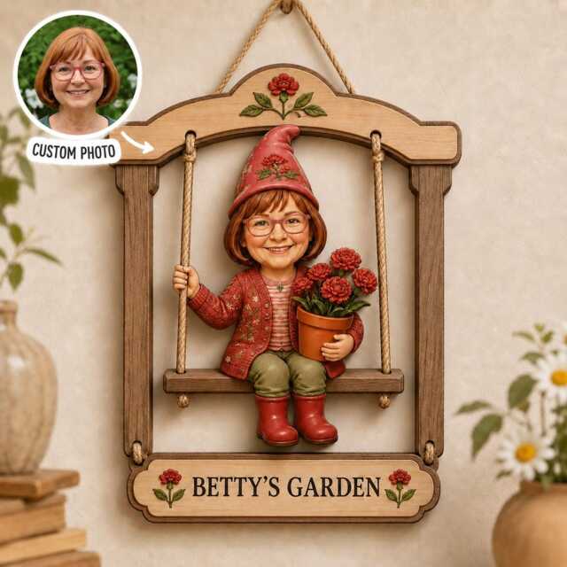 Personalized Grandma Gnome Garden Sign, Custom Name Wooden Wall Decor, Unique 2D Printed Gift For Mother's Day, Outdoor Home Plaque - image 1
