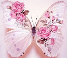 Shabby Chic 3D Butterfly Wall Decor Pink Rose Decals, Set Of 4 - thumbnail 1
