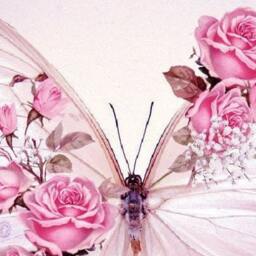 Shabby Chic 3D Butterfly Wall Decor Pink Rose Decals, Set Of 4 - thumbnail 2