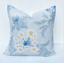 Laura Ashley Sandford Seaspray Cushion, Blue Floral Fabric Both Sides, Handmade With A Zip Fastening 16 - thumbnail 1