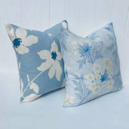 Laura Ashley Sandford Seaspray Cushion, Blue Floral Fabric Both Sides, Handmade With A Zip Fastening 16 - thumbnail 4