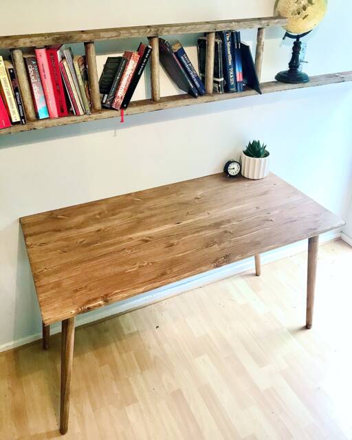 Bespoke Handmade Wooden Table/Desk. 95 X 60, Tapered Wood Legs. Natural, Light, , Medium, Dark Hipster Urban Style Any Size - image 1