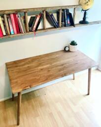 Bespoke Handmade Wooden Table/Desk. 95 X 60, Tapered Wood Legs. Natural, Light, , Medium, Dark Hipster Urban Style Any Size - thumbnail 1