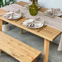 Noord // Scandinavian Dining Table & Bench With Pine Tapered Legs - thumbnail 3