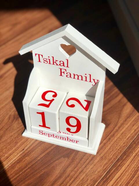 Personalized Wooden Perpetual Calendar, Custom Desk Decor - image 1