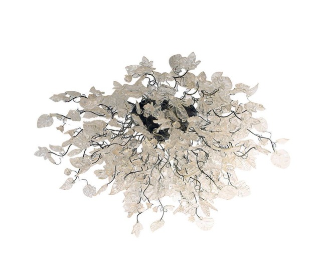 Flush Mount Lighting With Transparent Clear Flowers, Wild Looking Ceiling Mount For Kitchen, Living Room - image 1