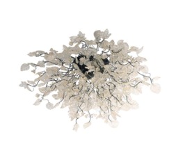 Flush Mount Lighting With Transparent Clear Flowers, Wild Looking Ceiling Mount For Kitchen, Living Room
