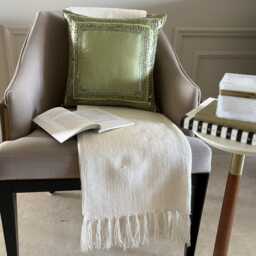 Green Art Silk, Sequin Embellished Bordered Pattern, Modern Throw Pillow Cover/Euro Sham - Envy - thumbnail 2