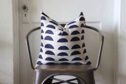 Indigo Linen Pillow Cover Hand Block Printed Boho Chic Home Decor - thumbnail 1