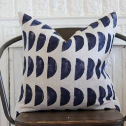 Indigo Linen Pillow Cover Hand Block Printed Boho Chic Home Decor - thumbnail 3