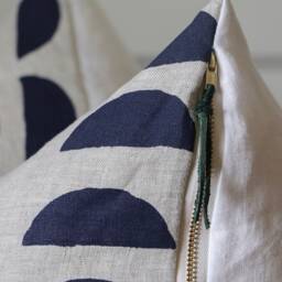 Indigo Linen Pillow Cover Hand Block Printed Boho Chic Home Decor - thumbnail 2