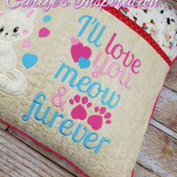 Meow & Furever Bundle Storybook Pillow Designs - 5x7 Design Includes 2 Digital Designs Cat Applique & Words Valentine's Day - thumbnail 4