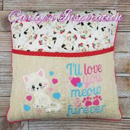 Meow & Furever Bundle Storybook Pillow Designs - 5x7 Design Includes 2 Digital Designs Cat Applique & Words Valentine's Day - thumbnail 2