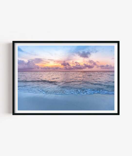 Beach Sunset Print, Coastal Ocean Wall Art Poster, Seaside Home Decor - image 1