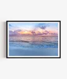 Beach Sunset Print, Coastal Ocean Wall Art Poster, Seaside Home Decor - thumbnail 1