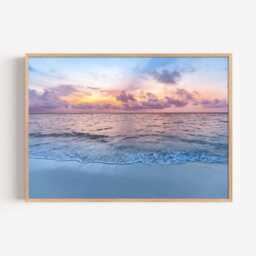 Beach Sunset Print, Coastal Ocean Wall Art Poster, Seaside Home Decor - thumbnail 2