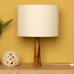 Table Lamp Distortion - Wood Bedside Wooden Lamp-Wood Base Lamp- Decorative Lampshade - thumbnail 2