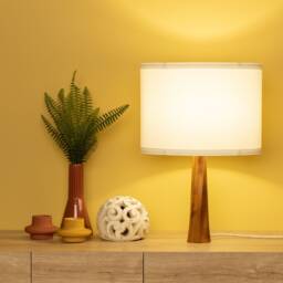 Table Lamp Distortion - Wood Bedside Wooden Lamp-Wood Base Lamp- Decorative Lampshade - thumbnail 3