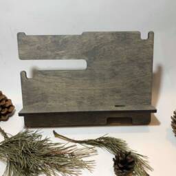 Natural Beige Wood Desk Organizer Phone Stand, Key Holder - thumbnail 4