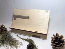 Natural Beige Wood Desk Organizer Phone Stand, Key Holder - thumbnail 1