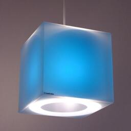 Purple & Other Cool Colours - 175mm Cube Lampshade - Frost Perspex Containing A Blue, Turquoise, Orange, Or Pink Coloured Gel Filter - thumbnail 3