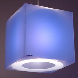 Purple & Other Cool Colours - 175mm Cube Lampshade - Frost Perspex Containing A Blue, Turquoise, Orange, Or Pink Coloured Gel Filter - thumbnail 2