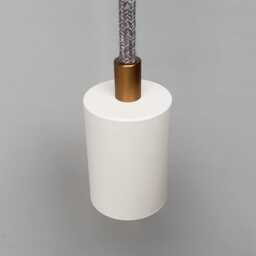 Plug in Pendant Light - White + Gold Hanging Fabric Cable Wall Cord & Minimal Modern E27 Lamp Holder Reading, Ambient Mood Lighting - thumbnail 2