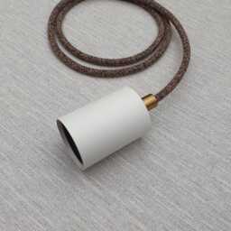 Plug in Pendant Light - White + Gold Hanging Fabric Cable Wall Cord & Minimal Modern E27 Lamp Holder Reading, Ambient Mood Lighting - thumbnail 4