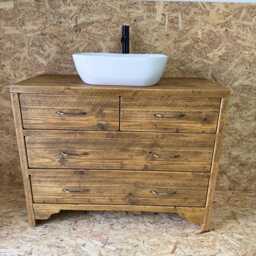 Canterbury Reclaimed Wood Rustic Bathroom Vanity Unit - thumbnail 3