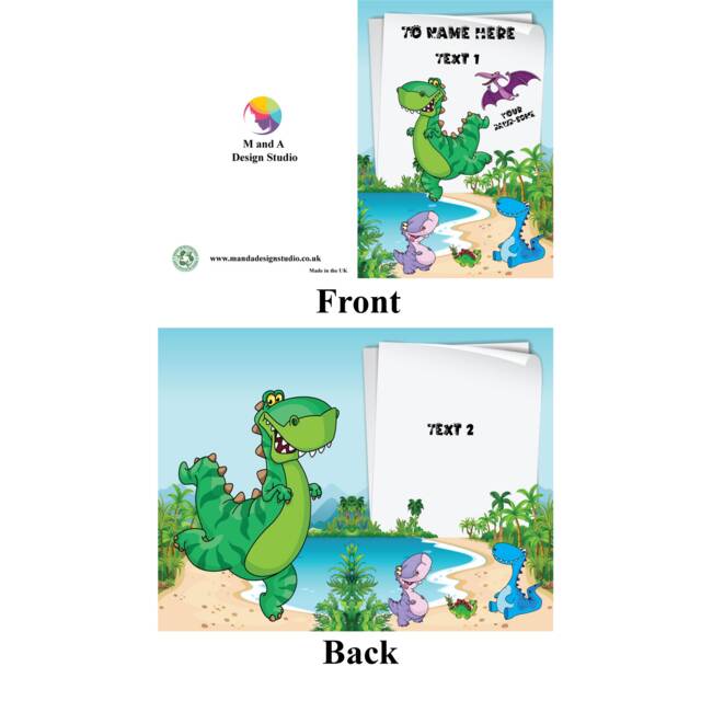 Personalised Dinosaur Cushion Son/Grandson Pillow Personalise Cuddle Gift Card - image 1