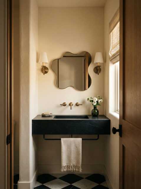 Modern Wavy Mirror - Gold Brass Irregular Wall - image 1