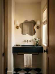 Modern Wavy Mirror - Gold Brass Irregular Wall