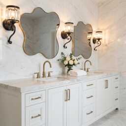 Modern Wavy Mirror - Gold Brass Irregular Wall - thumbnail 3