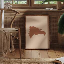 Dominican Republic Map Boho Wall Art Print Mid Century Travel Poster - thumbnail 1