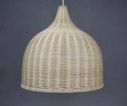 "Basket Rattan Pendant Light, Cone Ceiling Lighting, Vinatge Fixture, Lampshade Width 13.7""/17.7" - thumbnail 3