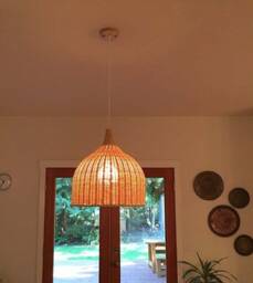 "Basket Rattan Pendant Light, Cone Ceiling Lighting, Vinatge Fixture, Lampshade Width 13.7""/17.7"