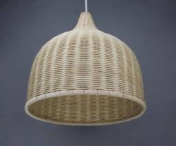 "Basket Rattan Pendant Light, Cone Ceiling Lighting, Vinatge Fixture, Lampshade Width 13.7""/17.7" - thumbnail 2