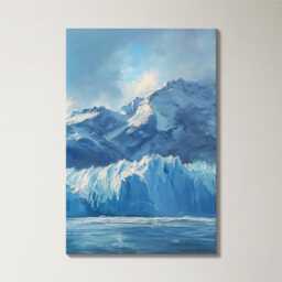 Patagonia Glacier 3 Panel Split Canvas Wall Art Cool Toned Mountain Landscape Scenic Ice Field Oil Painting Framed Home Decor - thumbnail 4