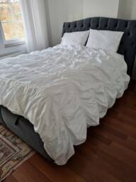 White Duvet Cover Gathered Twin Xl Dorm Bedding, Queen Oversize Super King Stylish Ruched Cotton Shabby Chic Bedding Nurdanceyiz
