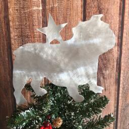 English Bulldog, Adorable Dog Christmas Tree Topper, Holiday Decoration, Aluminum, Georgia Bulldogs, Star, Lover Gift, Yard Stake Or Art - thumbnail 3