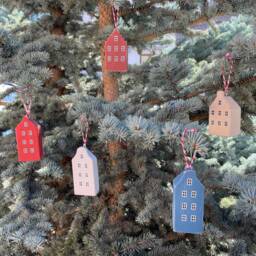 Wooden Handmade Xmas Decorations, Tree, Advent Calendar, Tree Ornaments Toppers, Amsterdam Houses - thumbnail 3