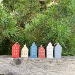Wooden Handmade Xmas Decorations, Tree, Advent Calendar, Tree Ornaments Toppers, Amsterdam Houses - thumbnail 2