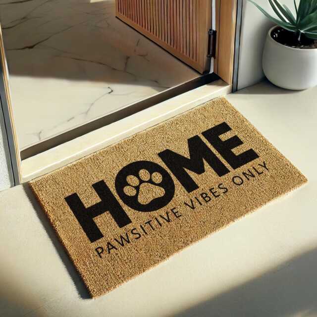 Home Pawsitive Vibes Only - Fun & Furry Welcome Doormat For Pet Lovers Durable Coir Mat With Custom Design Options Funny Gift - image 1