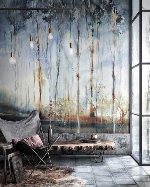 Misty Woodland Wall Mural Contemporary Nature Wallpaper - image 1