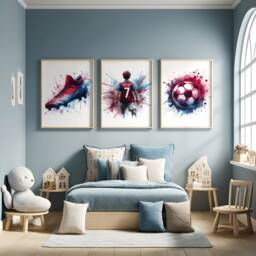 Football Poster Prints Personalised - Set Of 3 Posters - Boys Bedroom Decor Kids Room Wall Art Soccer Artwork Custom Footballer Gifts - thumbnail 2