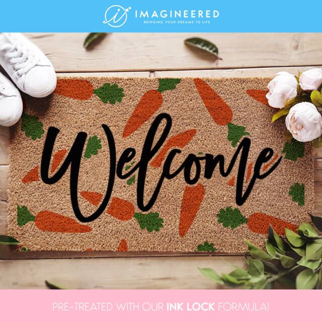 Welcome Carrot Seasonal Doormat - Farmhouse Door Mat Cute Housewarming Rug Easter - image 1