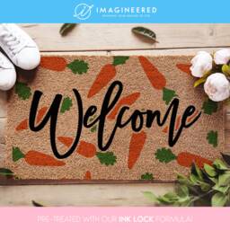 Welcome Carrot Seasonal Doormat - Farmhouse Door Mat Cute Housewarming Rug Easter - thumbnail 1