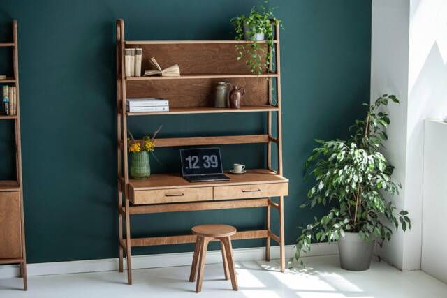 Mid Century Modern Ladder Desk, Bookcase Desk, Computer Table, Mid Century Modern, Scandinavian Decor, Wooden Midcentury Home - image 1