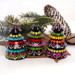 Wooden Christmas Bell Hand Painted - Christmas Ornaments, Tree Decorations, Wooden Shaped As With Petrykivka Painting - thumbnail 2