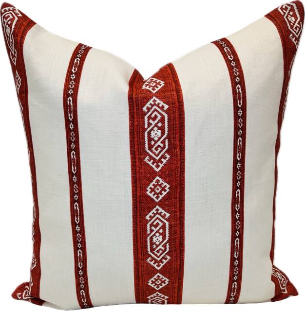 Carolina Irving Larissa Stripe Tomato Cushion Cover Pillow Doublesided - image 1